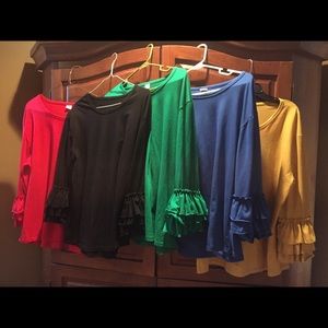 Mustard yellow ruffle layering top  XL